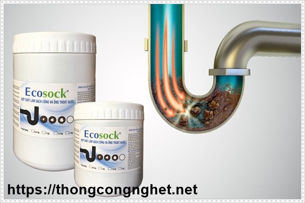 Bột th&ocirc;ng cống dầu mỡ EcoSock v&agrave; EcoClean Clog Away